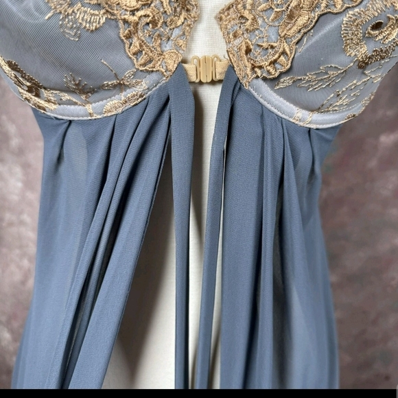 Victoria's Secret Blue Chemise with Gold Lace - Picture 3 of 7